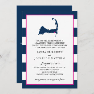Harwich Cape Cod Map with heart Wedding Invitation
