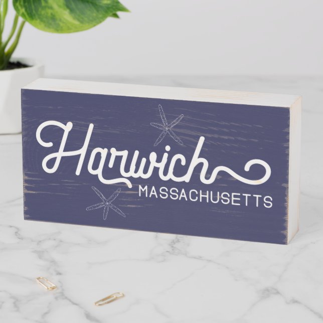 Harwich Massachusetts Coastal Wood Box Sign (In Situ Horizontal)