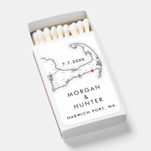 Harwich Port Cape Cod Modern Black White Wedding Matchboxes