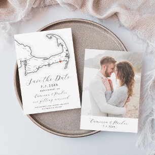 Harwich Port MA Cape Cod Map Black White Wedding Save The Date