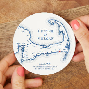 Harwich Port MA Wychmere Beach Club Wedding Round Paper Coaster
