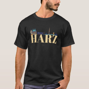 Harz Germany City Skyline Silhouette Outline Sketc T-Shirt