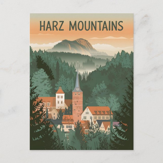 Harz Mountains Germany vintage Postcard (Front)