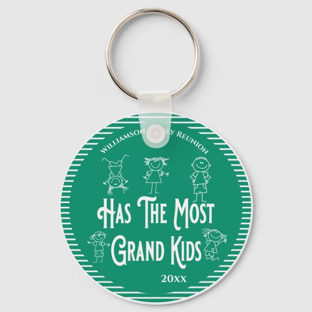 Has The Most Grand Kids Family Reunion Award Keychain (Front)