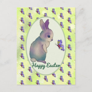 Hase with butterfly postcard