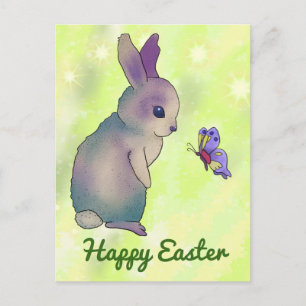 Hase with butterfly postcard