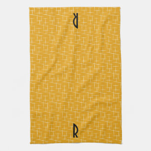 Hash Marked Yellow Mod Retro Mid Century Vintage Kitchen Towel