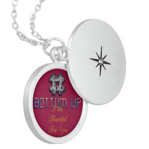 Hashtag 3D Bottom Up Am Thankful For You Locket Necklace