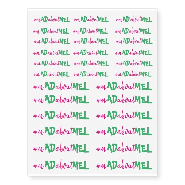 Hashtag Bachelorette Temporary Tattoos Pink Green (Front)