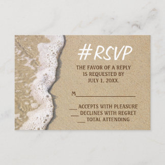 Hashtag Beach Wedding RSVP Card