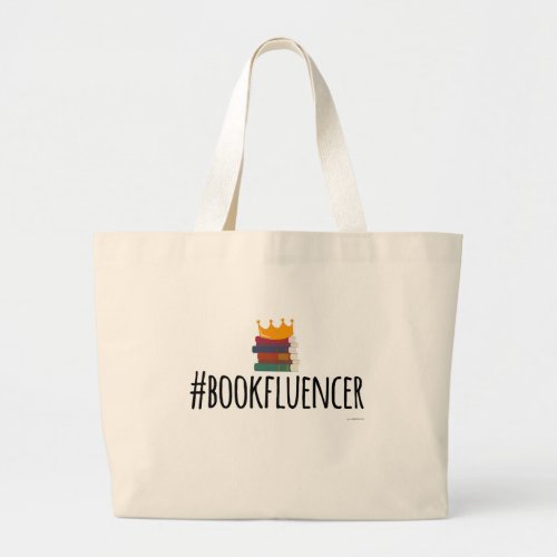 Hashtag Bookinfluencer Reading Fun Design Large Tote Bag