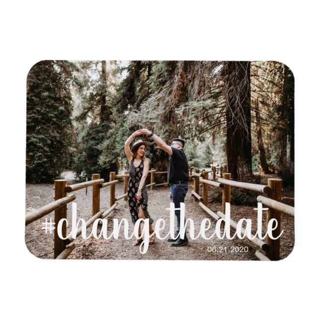 hashtag change the date photo magnet (Horizontal)
