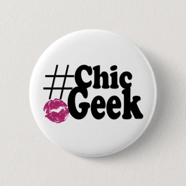 Hashtag Chic Geek Kiss Art Gifts Button (Front)