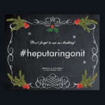 hashtag christmas holiday winter wedding sign<br><div class="desc">The perfect winter/christmas/holiday themed "hashtag" wedding sign . Edit the names and date (or delete) to suit your preference and add your personal hashtag.  Lots of matching signs in this winter "tis the season" collection,  please visit my shop.</div>