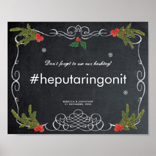 hashtag christmas holiday winter wedding sign