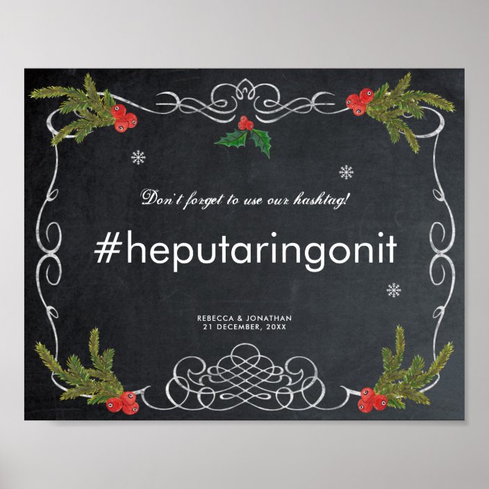 hashtag christmas holiday winter wedding sign | Zazzle.com