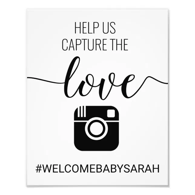 Hashtag Custom Baby Shower Sign Zazzle