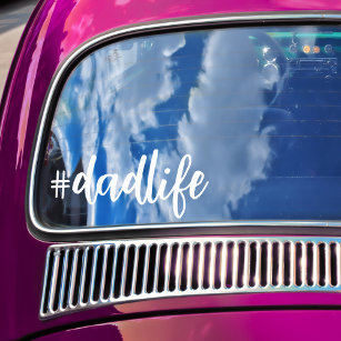 Hashtag #Dadlife White Calligraphy Fatherhood Car Window Cling