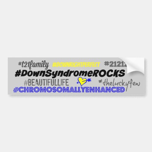 hashtag down syndrom bumper sticker