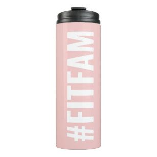 Hashtag Fit Fam Pink White Modern Slogan Thermal Tumbler