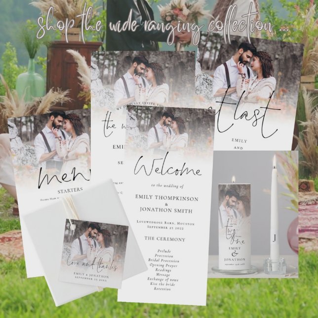 Hashtag Forever Name 2 Photo Overlay QR Wedding Invitation | Zazzle