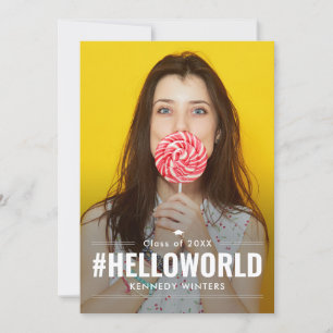 Hashtag Fun Editable Color Graduation Invitation