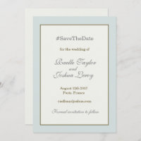 Hashtag gold blue gray save the date announcement
