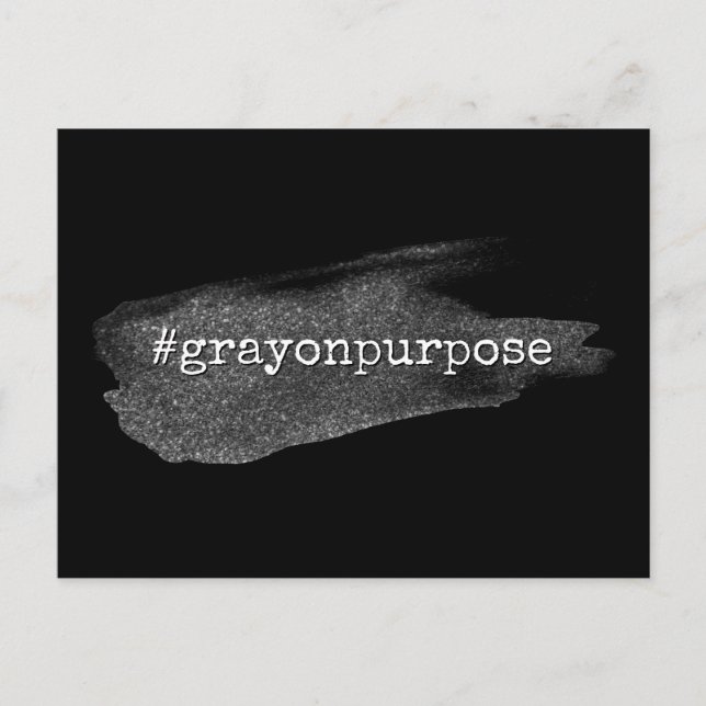 Hashtag Gray on Purpose Silver Glitter Brushstroke Postcard (Front)