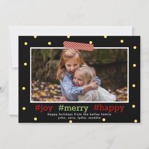 Hashtag Holidays Joy Merry Happy Photo Holiday Card