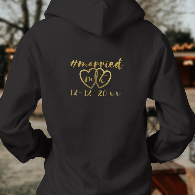 Hashtag Married Anniversary Date Honeymoon Hoodie (Add your initials and wedding date to the Hashtag Married Honeymoon Hoodie)