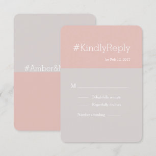 Hashtag modern lilac grey blush coral wedding rsvp invitation