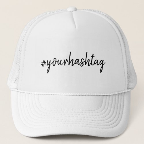 Hashtag   Modern Minimalist Script Social Media Trucker Hat