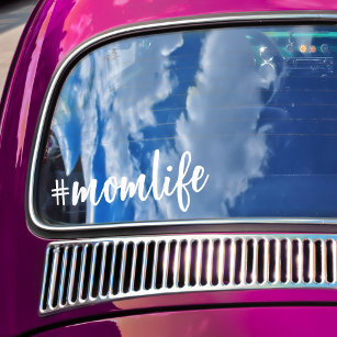 Hashtag #Momlife White Calligraphy Motherhood Car Window Cling