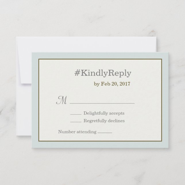 # hashtag personalized blue gold gray wedding rsvp invitation (Front)