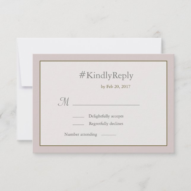 Hashtag personalized blush pink gold wedding RSVP Invitation (Front)