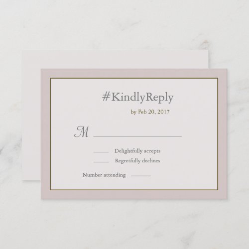 Hashtag personalized blush pink gold wedding RSVP Invitation