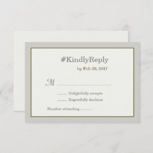 Hashtag personalized gray gold white wedding rsvp invitation