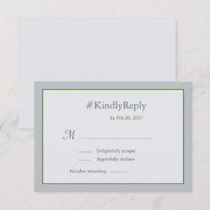 Hashtag personalized pale blue gold wedding RSVP Invitation