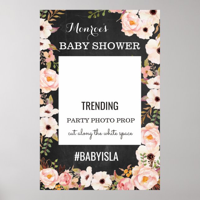 Hashtag Photo Prop Sign for Baby or Bridal Shower (Front)