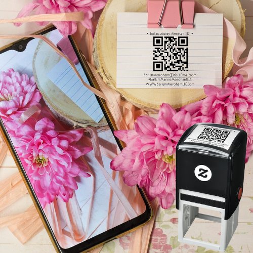 Hashtag QR Code Address Self_Inking Rubber Stamp