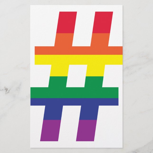 hashtag, Rainbow Flag Stationery (Front)