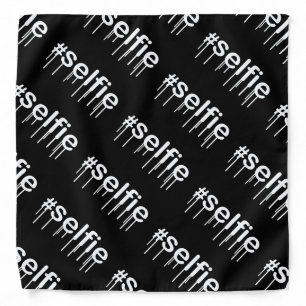 Hashtag Selfie Drooling Black Decor Bandana