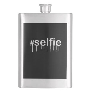 Hashtag Selfie Drooling on Black Flask