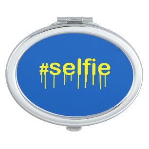 Hashtag Selfie Drooling on blue decor Vanity Mirror