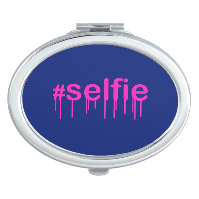 Hashtag Selfie Drooling on blue Vanity Mirror (Front)