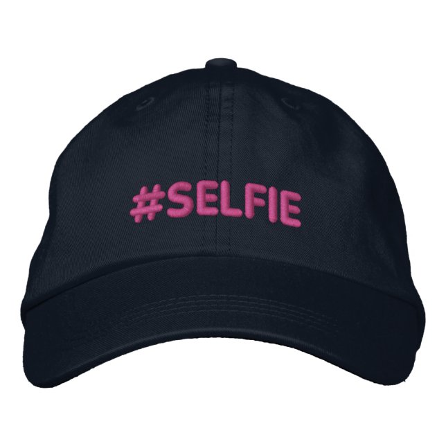 Hashtag Selfie Embroidered Baseball Cap (Front)