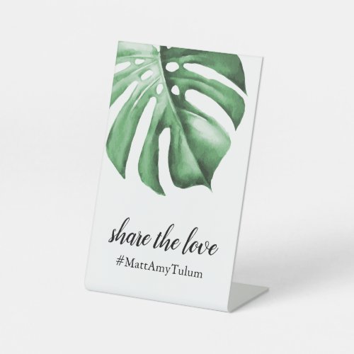 Hashtag Sign with Tropical Leaf for Wedding