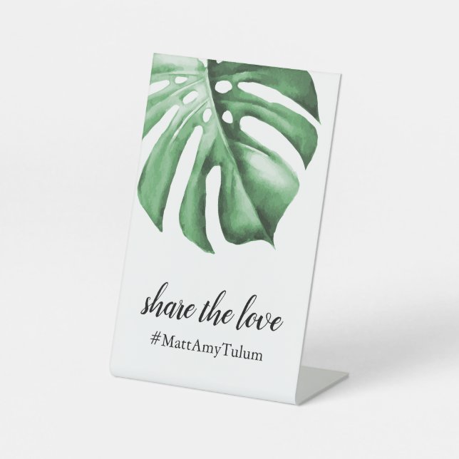 Hashtag Sign with Tropical Leaf for Wedding (Front)