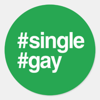 HASHTAG SINGLE GAY CLASSIC ROUND STICKER