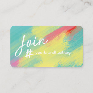 Hashtag Social Media Artistic Aqua Brush Stroke Business Card